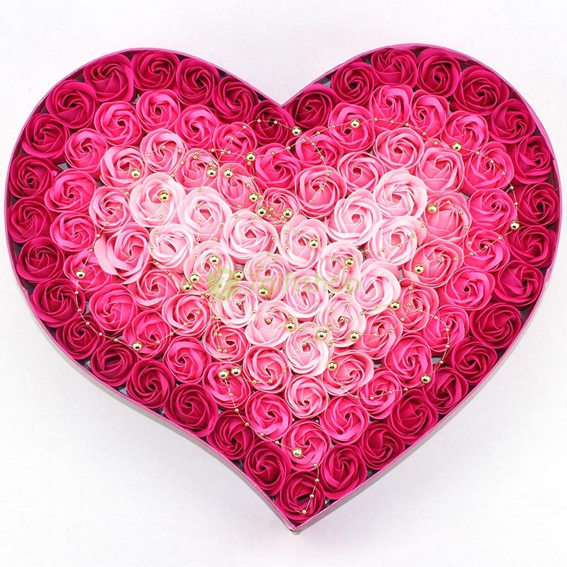 Hoa Xà Phòng 100 Bông Hình Trái Tim (Hồng)