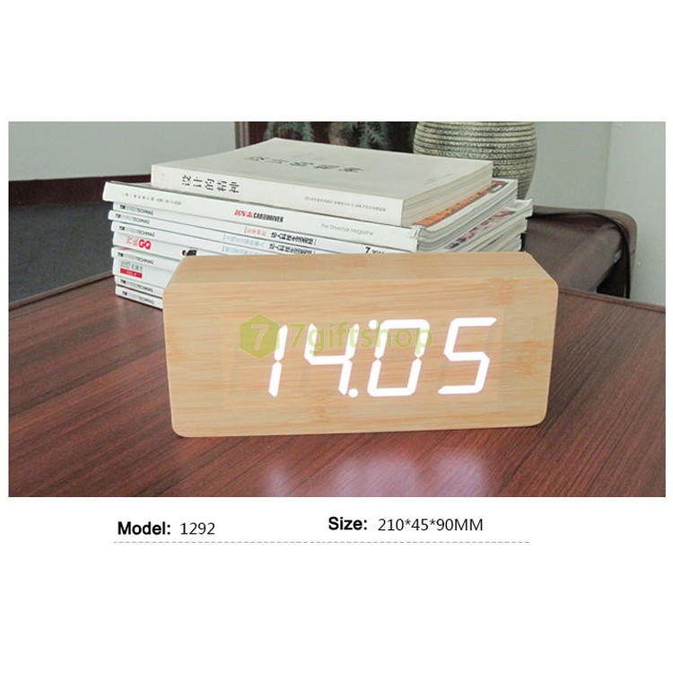 Đồng Hồ Gỗ Báo Thức (Woolen Clock) Hình Chữ Nhật (Lớn) 1292
