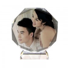 In Hình Lên Pha Lê Hình Tròn 8 Cạnh 16cm 